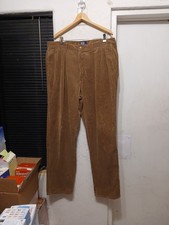 Vintage Polo Ralph Lauren Corduroy Pants Mens 38x33 Brown Pleated Straight Leg