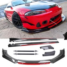 For Mitsubishi Eclipse 96-99 Carbon Fiber Red Front Lip Chin Bumper Side Skirt S