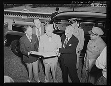 Washington DC 1940s President Harry Truman in open car with officials