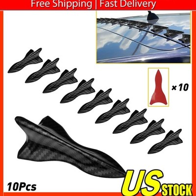 10PCS Carbon Fiber Auto Roof Spoiler Car Shark Fin Splitter Decorative Sticker