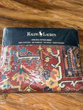 Ralph Lauren Oxfordshire Sandelwood FULL FITTED Sheet Vintage Rare, 100 Cotton