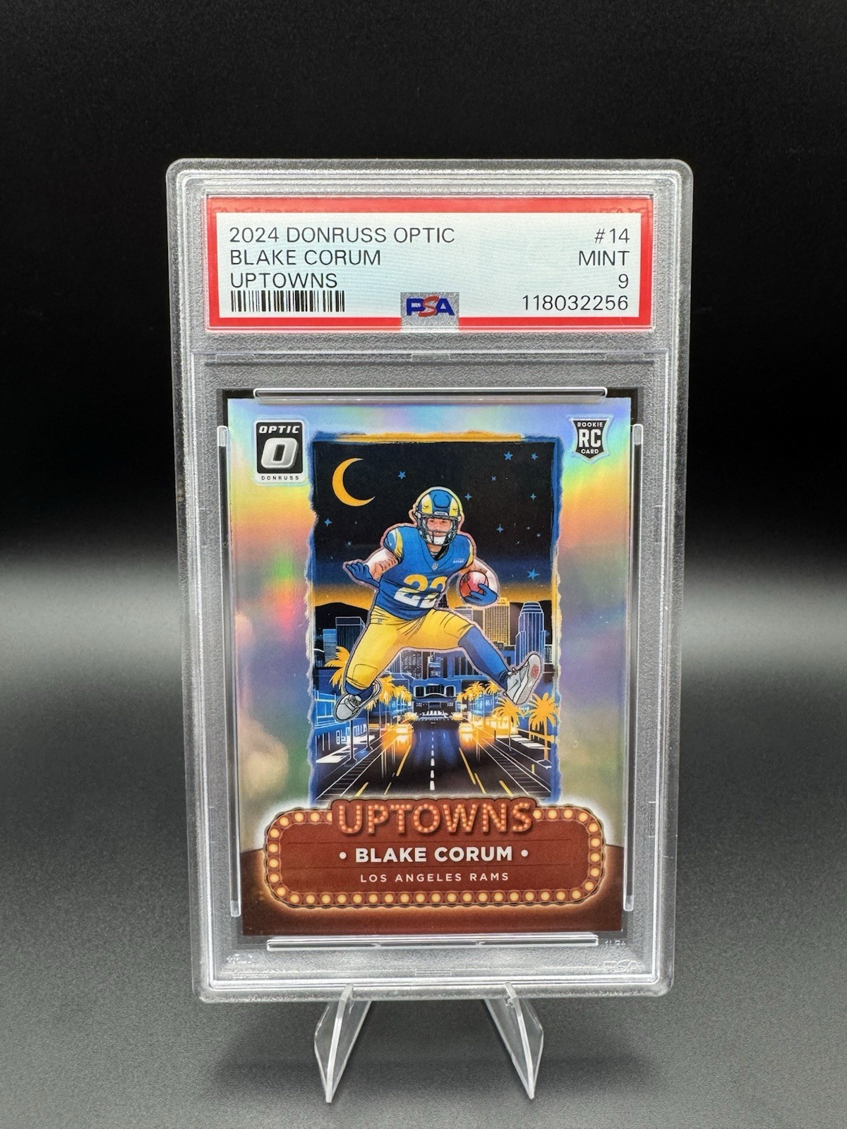 2024 Panini Donruss Optic Football Uptowns Rookie Blake Corum Rams #14 PSA 9