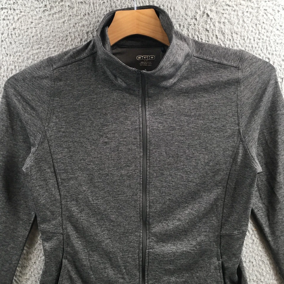 Chaqueta Ogio Cremallera Completa Mujer Pequeña Gris Sólido Cuello Simulado Mangas Largas Bolsillo Nueva con Etiquetas Foto 2 de 4