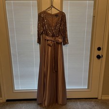 Xscape Women's Navy Long Sleeve Dress Gown Size 14 W Formal