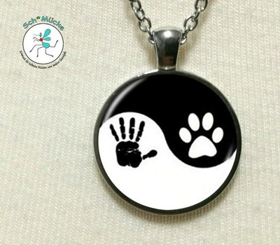 Anhänger Yin Yang Hand Pfote Tai-Chi Hund Katze Tier Geschenkidee Glücksbringer