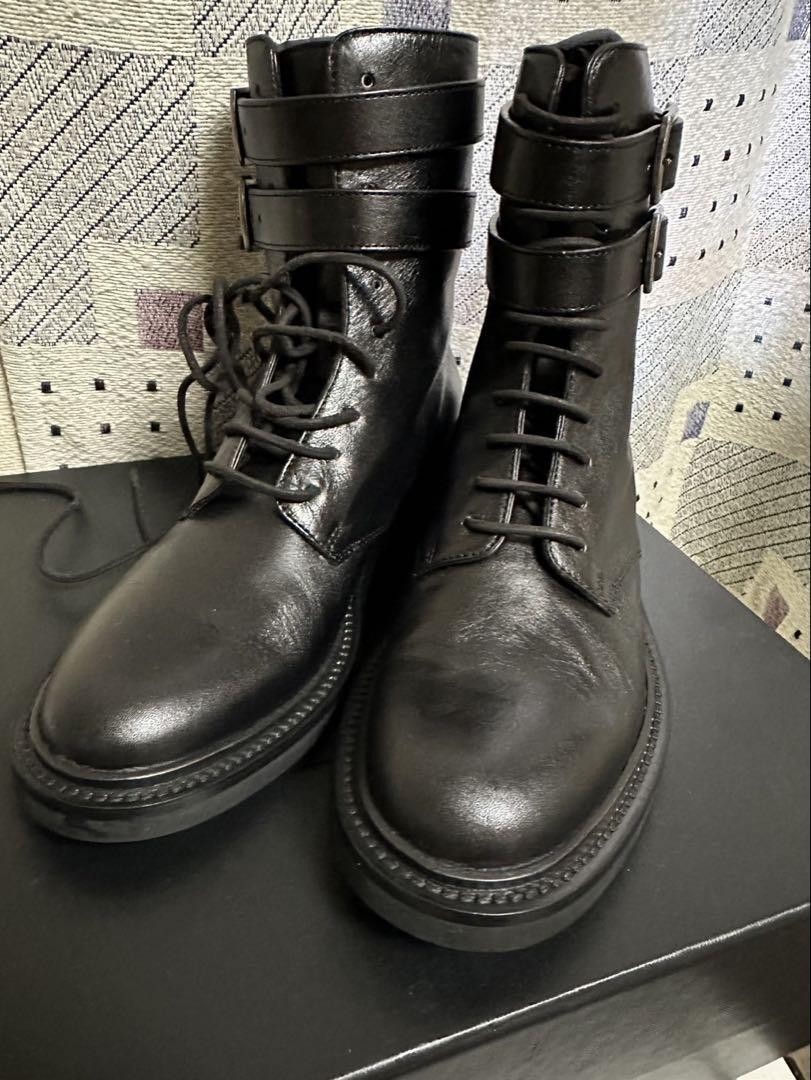 Stivali Saint Laurent Esercito Anthony Vaccarello Nero Pelle Combat Taglia 37 Donna