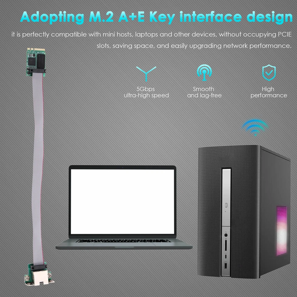 M.2 A+E KEY 5Gbps Gigabit Ethernet Card RTL8126 Chip Supports PXE Diskless3341 - Image 2 of 4