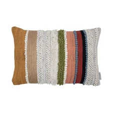 Foreside Multicolor 14x22" Handwoven Cotton Throw Pillow with Insert