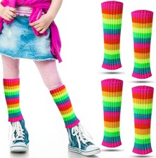 Colorful Knit 80s Neon Leg Warmers for Girls Toddlers - Ribbed Design