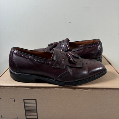 #ad Allen Edmonds Bradenton Loafers Mens 9.5 EE Burgundy Kiltie Tassel Wingtip 6074 $44.99
