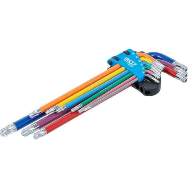 BGS TX Bohrung Kugelkopf WinkelschlÜSselsatz Farbig Lang T10-T50 9-TLG | 74465-image
