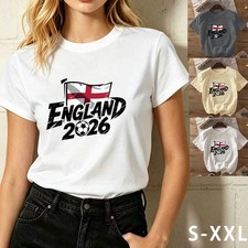 England 2026 Soccer Flag Print T-Shirt Women's Stylish Sports Enthusiast Shirt