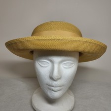Vintage Union Made Women's Straw Hat With Brim Ribbon Bow