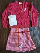Vintage Disney Store Mickey Winter Outfit Cardigan Skort Tights Girls Size S 5/6