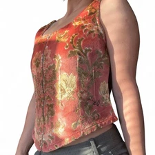 Dalegare Italian Corset. Velvet bright floral top. 