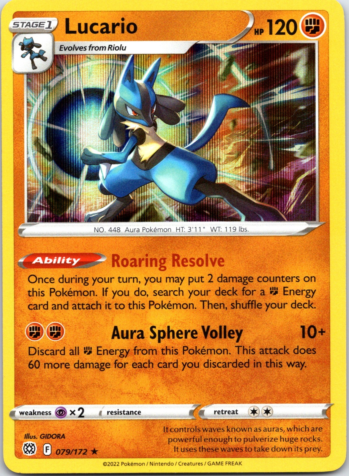 Pokemon TCG Lucario 079/172 SWSH09: Brilliant Stars Holo Rare English NM