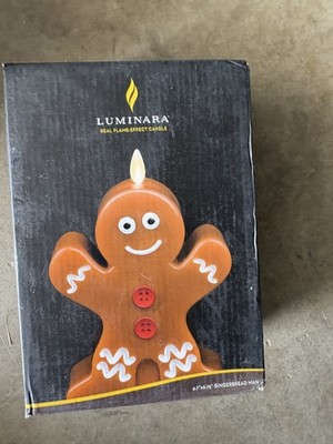 Luminara Gingerbread Man LED Flameless Candle 6.75'' Real Wax Timer Brown