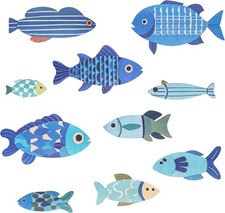 OT-NVWOZR 10pcs Wooden Fish Wall Decor, Vintage Bathroom Wall Art Ornaments, Ha