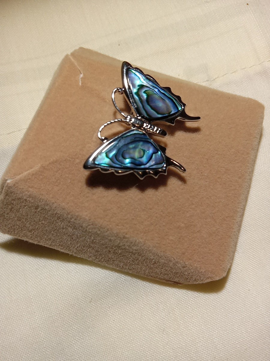 Vintage  Sea Opal By Anzac Butterfly Brooch View 3