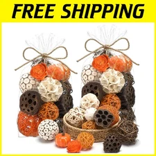 Versatile Decorative Bowl Fillers - 2 Pack of Scented Rattan & Cotton Balls