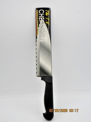 The TV Chefs Knife Surgical Stainless Steel Blade 13'' with Black Plastic Handle
