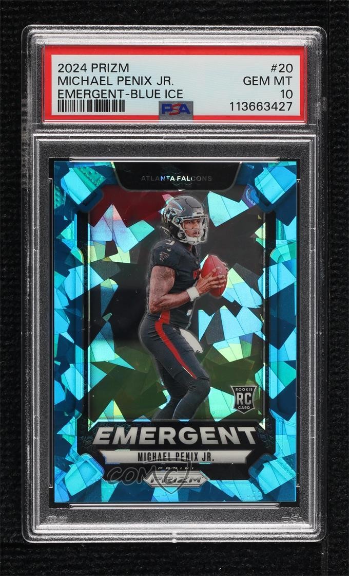 2024 Prizm Emergent Blue Ice 94/99 Michael Penix Jr PSA 10 GEM MT Rookie RC 0xh3