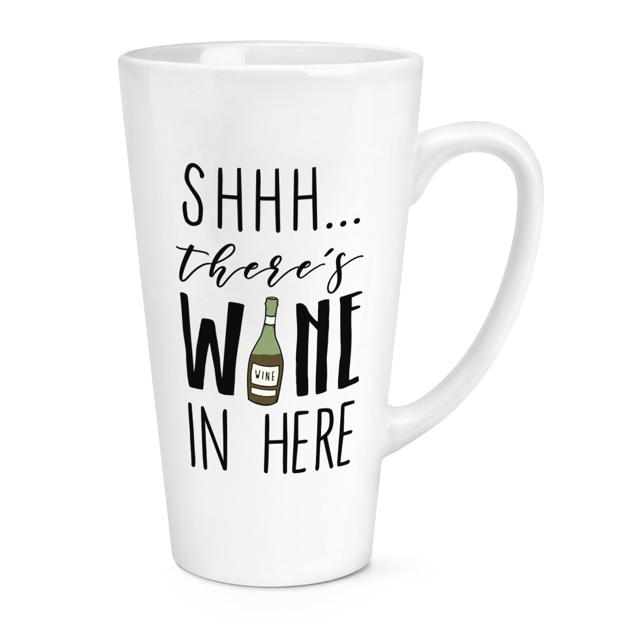 Shhh There's Wine In Here Red 17oz Large Latte Mug Cup - Funny Drink