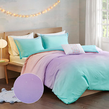Intelligent Design Queen Duvet Cover Set Full Bed Reversible Colorful Metallic