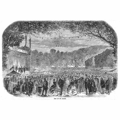 FRANKREICH Jahrmarkt in St. Wolke - antiker Druck 1856