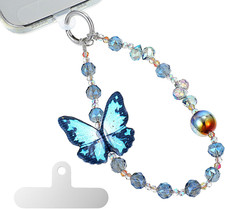 Cute Phone Charm Wrist Strap with Spacer,Butterfly Beaded Phone Chain Wristlet f