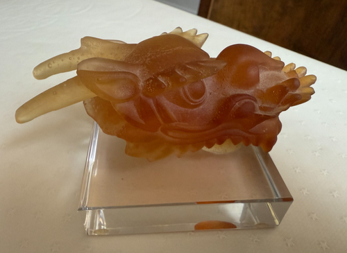DAUM NANCY DRAGON PATE DE VERRE. 10 CM LONG X 6CM HIGH. 2009 SIGN NANCY .LOVELY - Picture 2 of 5
