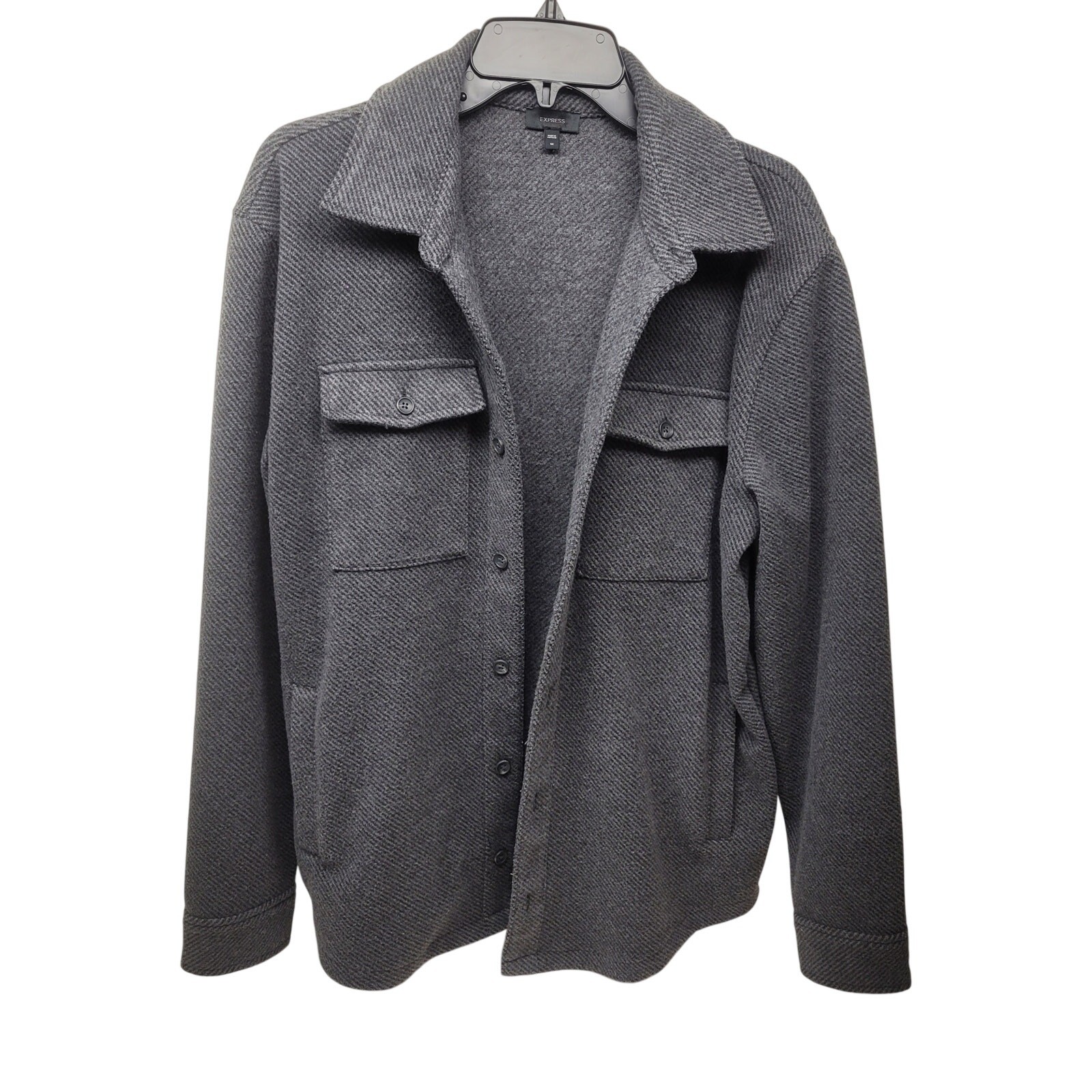 Express Gray Herringbone Shacket Oversized Shirt … - image 2