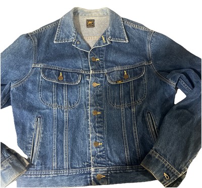 Vintage 60s Lee Sanforized Union Made PATD-153438 Denim Trucker Jacket 44 blue