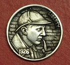 HOBO Buffalo Nickel Sherlock Holmes / Basil Rathbone Real US Nickel