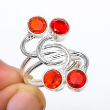 Garnet Gemstone Band Ring Size 925 Sterling Silver