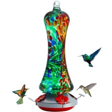 Glass Hummingbird Feeder for Outdoors Leak Proof Hanging Hummingbirds Present...