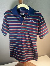 Vintage IZOD Lacoste J.G. Boys Size 10 Polo Shirt Striped Crocodile Preppy
