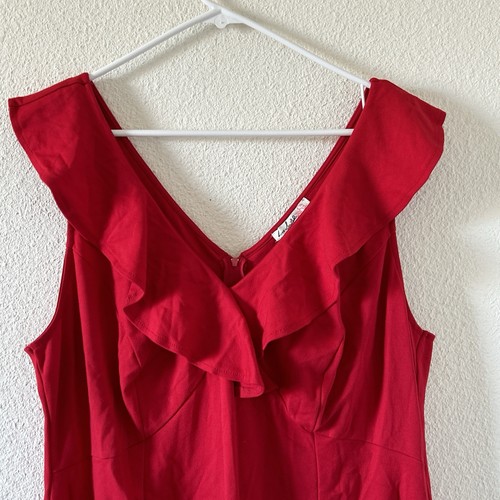 Sexy Vestido Midi Love & Squared Para Mujer 2X Rojo Volantes Escote Fecha Fiesta - Imagen 5 de 11