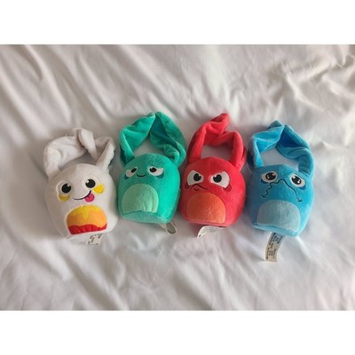 Hasbro Hanazuki Hemka Plush Set of 4 White Teal Red Blue Mood Stuffed Toys 9in