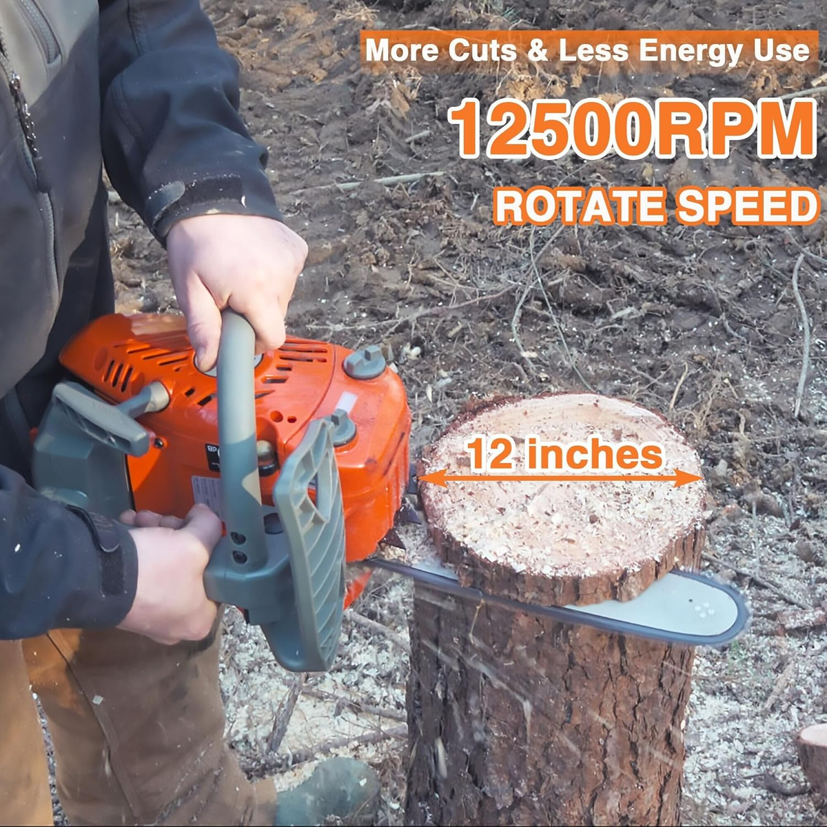 26CC 2-Cycle Top Handle Gas Powered Small Chainsaw 12 Inch Petrol