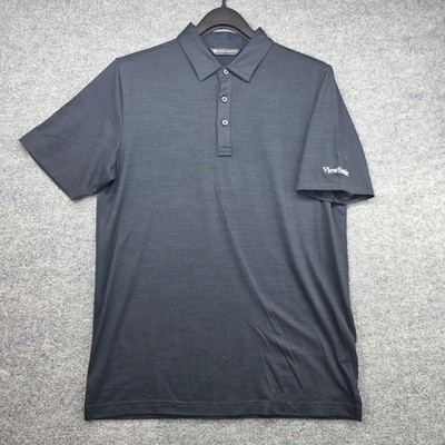 TravisMathew Mens ViewSonic Logo Golf Polo Shirt Black Heather Size M Stretch