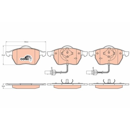 Plaquettes TRW GDB1307 Cotec contre les bruits et sifflements au freinage VW Seat Skoda