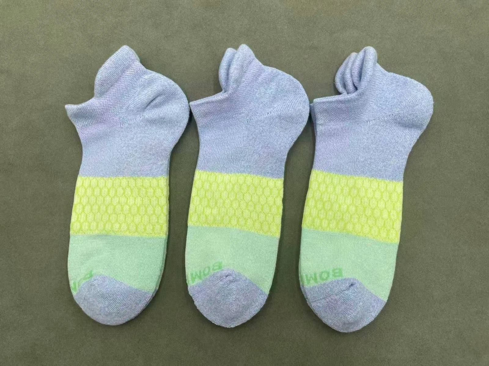 3 pairs BOMBAS Women's Tri-Block Marl Ankle Socks Large Multicolor