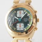 SEIKO ALBA AKA V657-6030 Quartz Chronograph Blue Dial Gold Vintage Box