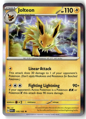 Jolteon 135/165 Rare 151 Pokemon Holo Near Mint