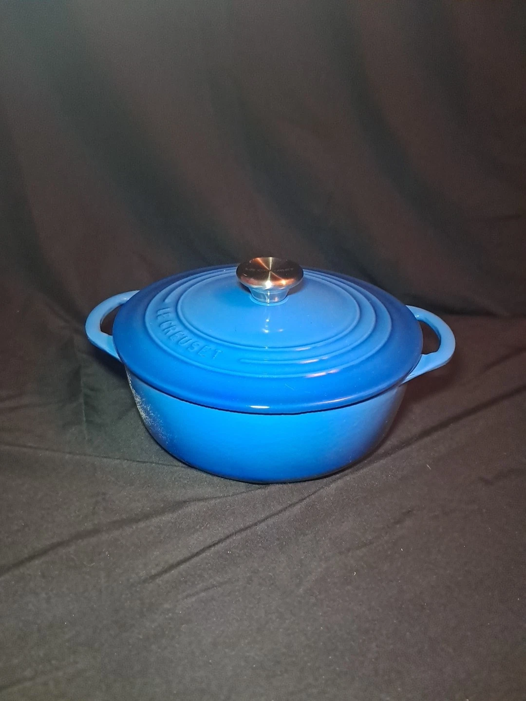 Le Creuset Blue Enameled Cast Iron #22 3.5 Quart Dutch Oven With Lid France