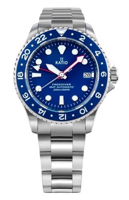Ratio FreeDiver Sapphire GMT Blue Dial Automatic Diver's 200M Men's Watch RTF053
