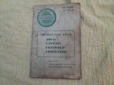  JAMES CAPTAIN 200 COTSWOLD 200 COMMANDO 200 K7 K7C J9 ANLEITUNGSBUCH 1955 
