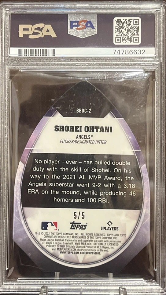 2022 Topps Ben Baller Diamond Die Cut SHOHEI OHTANI 5/5 Red Refractor PSA 9 Mint - Image 2 of 2