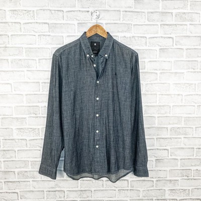 G Star RAW Men's Straight fit Core Button Down denim Shirt chambray blue sz M